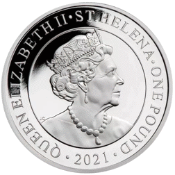 Pre-Owned 2021 St. Helena British Trade Dollar Restrike Dragon 1oz Silver Coin - VAT Free