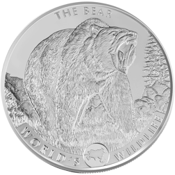 Pre-Owned 2022 Congo World's Wildlife The Bear 1oz Silver Coin - VAT Free