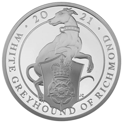 Pre-Owned 2021 UK Queen's Beast White Greyhound of Richmond 1oz Proof Design Silver Coin - VAT Free