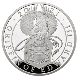 Pre-Owned 2021 UK Queen’s Beasts Griffin of Edward 1oz Proof Silver Coin - VAT Free