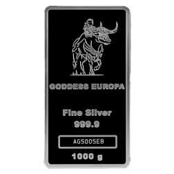 Pre-Owned 2022 Tokelau Goddess Europa 1kg Silver Coin Bar - VAT Free