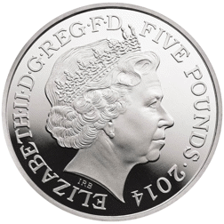 Pre-Owned 2014 UK Death of Queen Anne £5 Proof Design Silver Coin - VAT Free