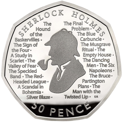 Pre-Owned 2019 UK Sherlock Holmes 50p Proof Design Silver Coin - VAT Free