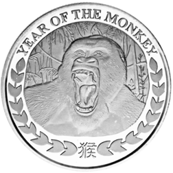 Pre-Owned 2016 Somaliland Lunar Monkey 1oz Silver Coin - VAT Free