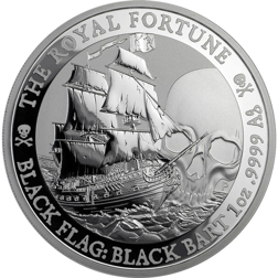Pre-Owned 2020 Tuvalu Black Flag: Black Bart 'The Royal Fortune' 1oz Silver Coin - VAT Free