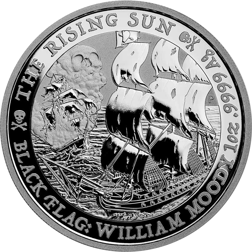 Pre-Owned 2022 Tuvalu Black Flag: William Moody 'The Rising Sun' 1oz Silver Coin - VAT Free