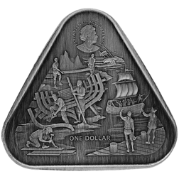 Pre-Owned 2021 Royal Australian Mint Shipwrecks Zeewijk Antique Finish Triangular 1oz Silver Coin - 