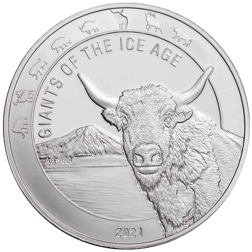 Pre-Owned 2021 Republic of Ghana Giants of the Ice Age: Aurochs 1oz Silver Coin - VAT Free