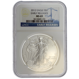 Pre-Owned 2012 USA Eagle 1oz Silver Coin - NGC Graded MS69 - 3612669-131 - VAT Free