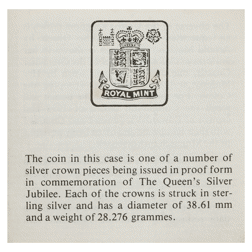 Pre-Owned 1977 Silver Jubilee Crown Proof Silver Coin - VAT Free