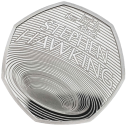 Pre-Owned 2019 UK Stephen Hawking 50p Piedfort Proof Silver Coin - VAT Free