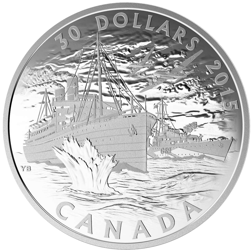 Pre-Owned 2015 Canadian Merchant Navy in the Battle of the Atlantic $30 Silver Proof Design Coin - V