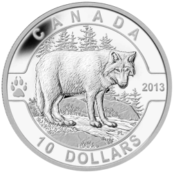 Pre-Owned 2013 Canadian Wolf $10 Proof Design Silver Coin - VAT Free
