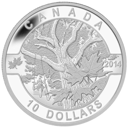 Pre-Owned 2014 Canadian Down by the Old Maple Tree $10 Proof Design Silver Coin - VAT Free