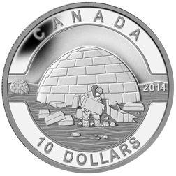 Pre-Owned 2014 Canadian Igloo $10 Proof Design Silver Coin - VAT Free