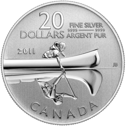 Pre-Owned 2011 Canadian Canoe $20 Silver Coin - VAT Free