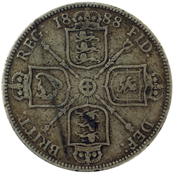 Pre-Owned 1888 Victoria Jubilee Head Florin Silver Coin - VAT Free