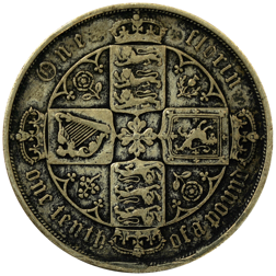 Pre-Owned 1885 UK Victoria Gothic Florin Silver Coin - VAT Free