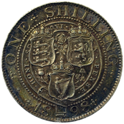 Pre-Owned 1898 UK Victoria Shilling Silver Coin - VAT Free
