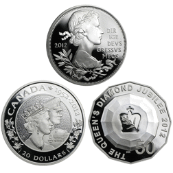 Pre-Owned 2012 UK Queen Elizabeth II’s Diamond Jubilee Royal Silver 3-Coin Set - VAT Free