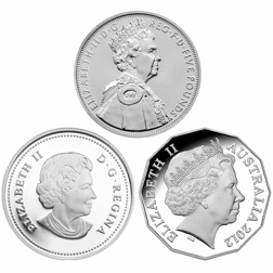 Pre-Owned 2012 UK Queen Elizabeth II’s Diamond Jubilee Royal Silver 3-Coin Set - VAT Free