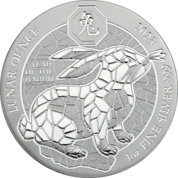 Pre-Owned 2023 Rwanda Lunar Rabbit 1oz Silver Coin - VAT