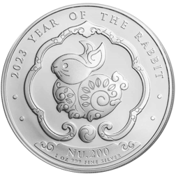 Pre-Owned 2023 Kingdom of Bhutan Lunar Rabbit 1oz Silver Coin - VAT Free