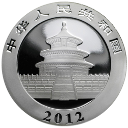 Pre-Owned 2012 Chinese Panda 1oz Gilded Silver Coin - VAT Free