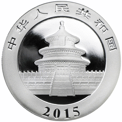 Pre-Owned 2015 Chinese Panda 1oz Gilded Silver Coin - VAT Free