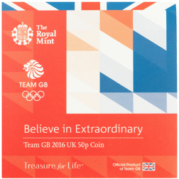 Pre-Owned 2016 UK Team GB Rio Olympics 50p Piedfort Proof Silver Coin - VAT Free