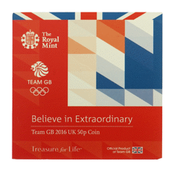 Pre-Owned 2016 UK Team GB Rio Olympics 50p Piedfort Proof Silver Coin - VAT Free