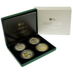 Pre-Owned 2015 Alderney Honouring the Great Sir Winston Churchill Proof Silver 4-Coin Set - VAT Free