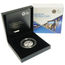 Pre-Owned 2014 UK Glasgow Commonwealth Games 50p Piedfort Proof Silver Coin - VAT Free