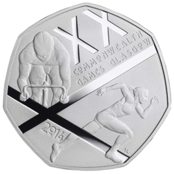 Pre-Owned 2014 UK Glasgow Commonwealth Games 50p Piedfort Proof Silver Coin - VAT Free