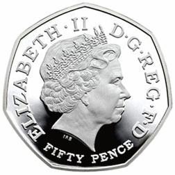 Pre-Owned 2014 UK Glasgow Commonwealth Games 50p Piedfort Proof Silver Coin - VAT Free