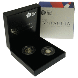 Pre-Owned 2013 UK Britannia 1/10oz and 1/20oz Proof Silver 2-Coin Collection - VAT Free