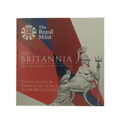 Pre-Owned 2013 UK Britannia 1/10oz and 1/20oz Proof Silver 2-Coin Collection - VAT Free