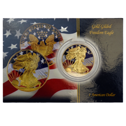 Pre-Owned 2015 USA Eagle 1oz Gilded Silver Coin - VAT Free