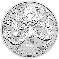 Pre-Owned 2024 Australian Lunar Dragon 1oz Silver Coin - VAT Free