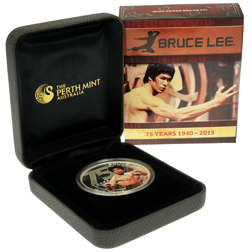 Pre-Owned 2015 Tuvalu 75th Anniversary of Bruce Lee 1oz Proof Silver Coin - VAT Free