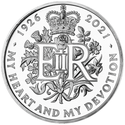 Pre-Owned UK 2021 95th Birthday of Queen Elizabeth II £5 Proof Silver Coin - VAT Free