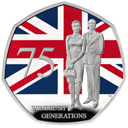 Pre-Owned 2023 UK Windrush Generation 50p Piedfort Proof Silver Coin - VAT Free