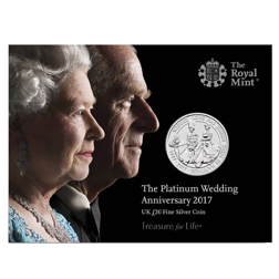 Pre-Owned 2017 UK Platinum Wedding Anniversary £20 Fine Silver Coin - VAT Free