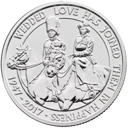 Pre-Owned 2017 UK Platinum Wedding Anniversary £20 Fine Silver Coin - VAT Free