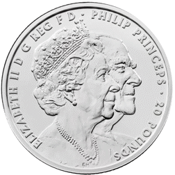 Pre-Owned 2017 UK Platinum Wedding Anniversary £20 Fine Silver Coin - VAT Free