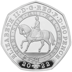 Pre-Owned 2022 UK Platinum Jubilee 50p Piedfort Proof Silver Coin - VAT Free