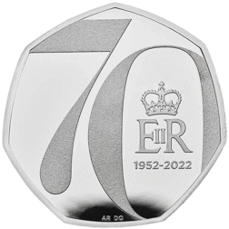 Pre-Owned 2022 UK Platinum Jubilee 50p Piedfort Proof Silver Coin - VAT Free