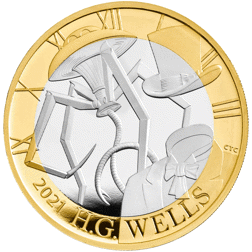 Pre-Owned 2021 UK H.G. Wells £2 Proof Silver Coin Cover - VAT Free