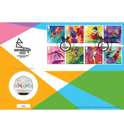 Pre-Owned 2022 UK Birmingham Commonwealth Games 50p Proof Silver Coin Cover - VAT Free