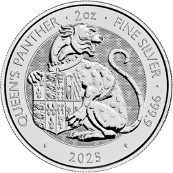 2025 UK Tudor Beasts Queen's Panther 2oz Silver Coin